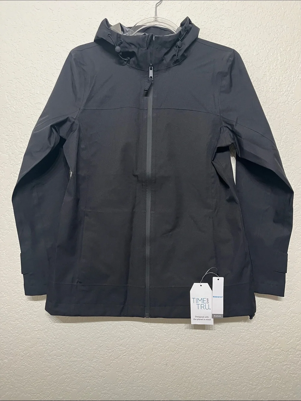 Time and Tru Black Hooded Women's Size XS Raincoat